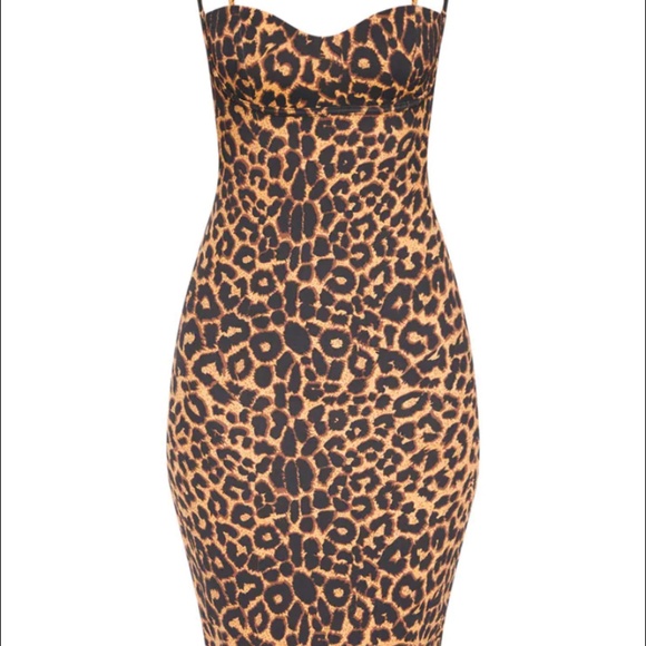 Leopard Print Strappy Cup Detailed Midi Dress - Picture 4 of 5